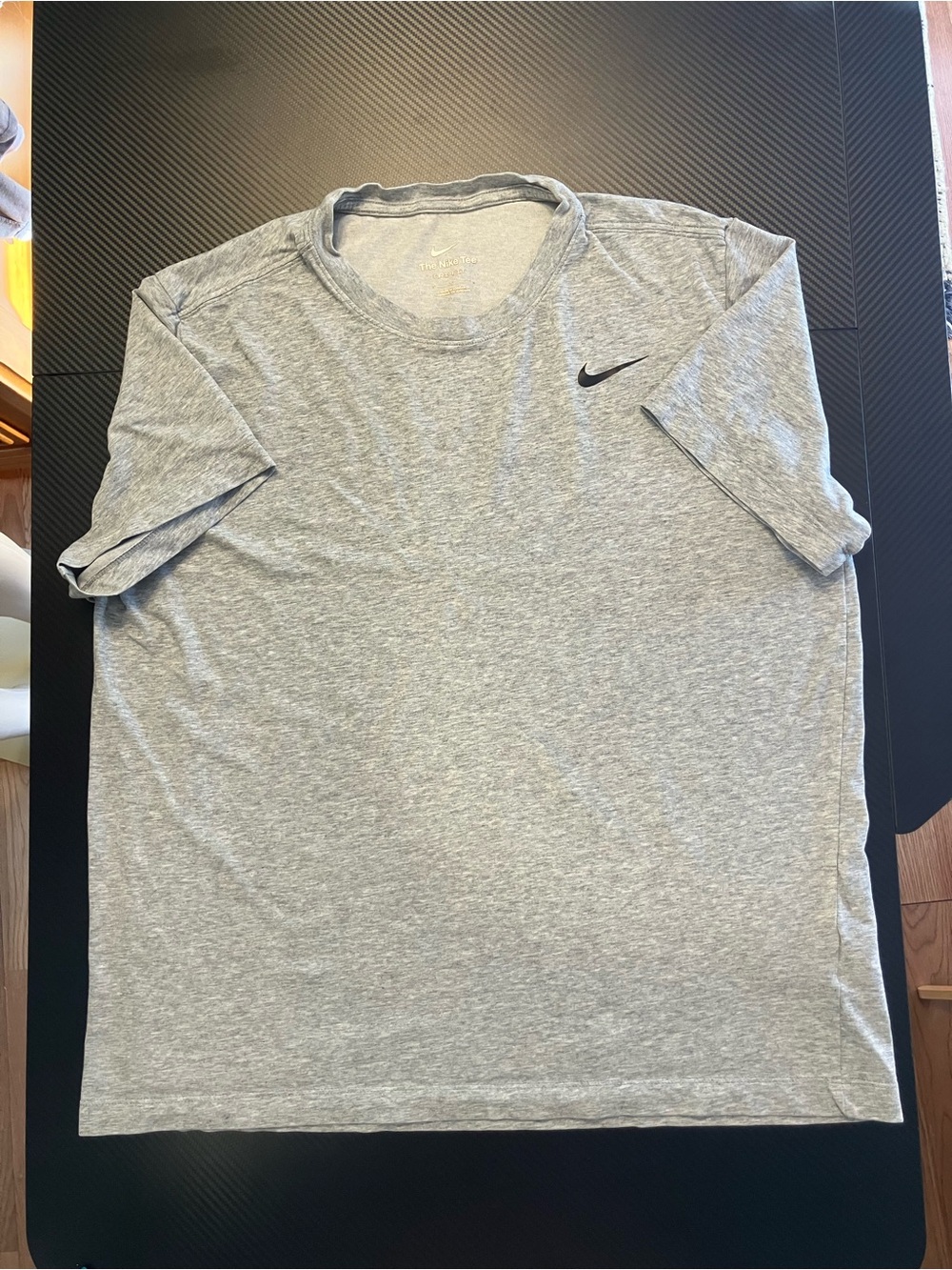 Nike Light Heather Gray Short Sleeve Tee with Black Swoosh